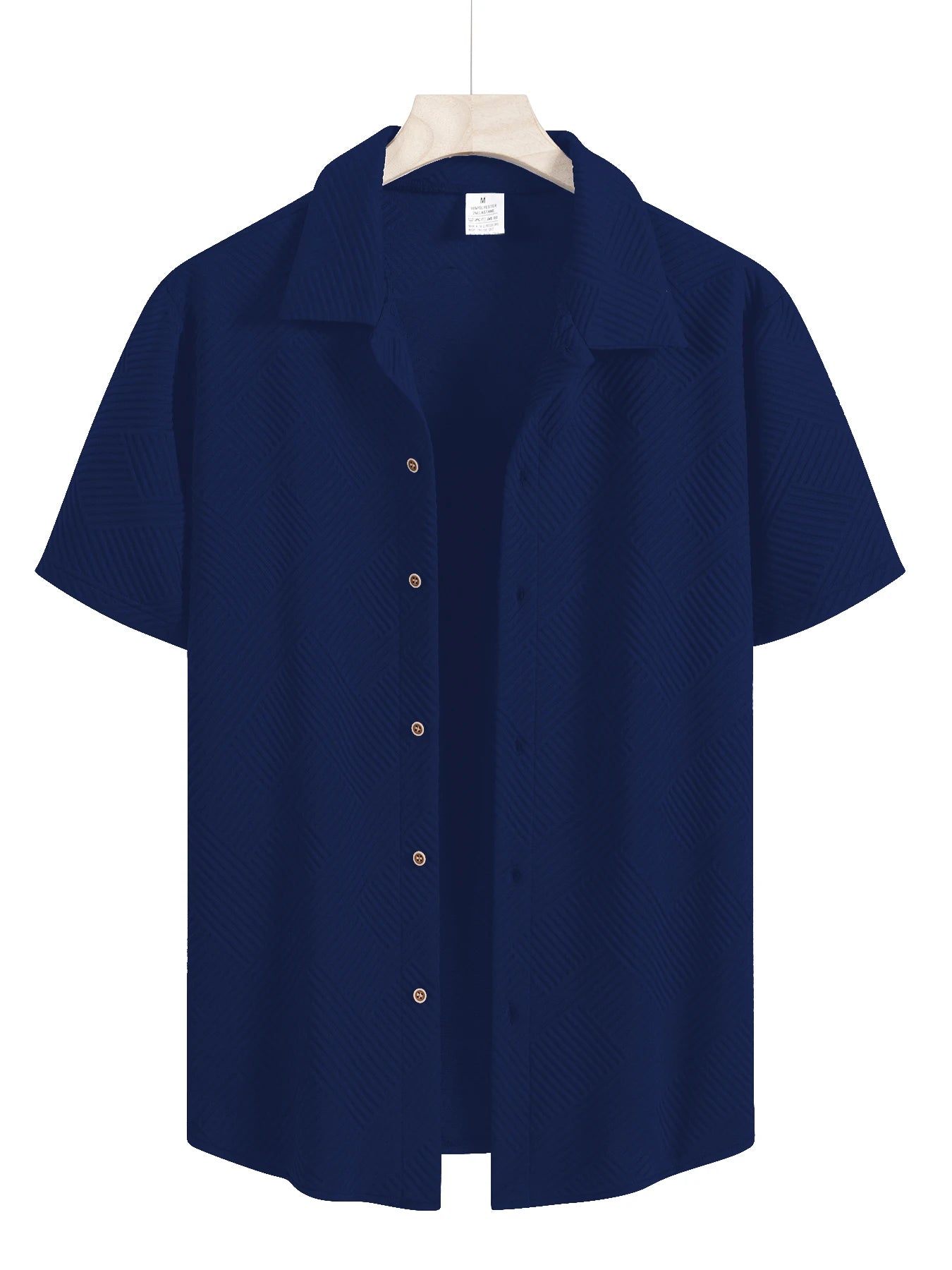 New Mens Short Sleeve T Shirts Trendy Breathable Solid Color Stand Up Collar Shirt Summer Loose Youth Basic Button T-shirt Top