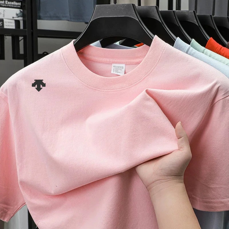 High end sports men's round neck short sleeved T-shirt brand embroidered top summer new 100% cotton comfortable casual T-shirt
