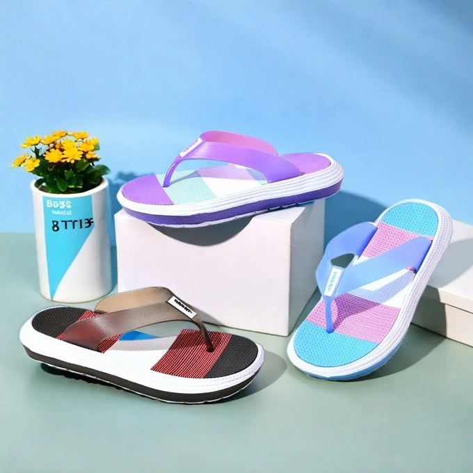 Rainbow Colorblock Thong Sandals — product image