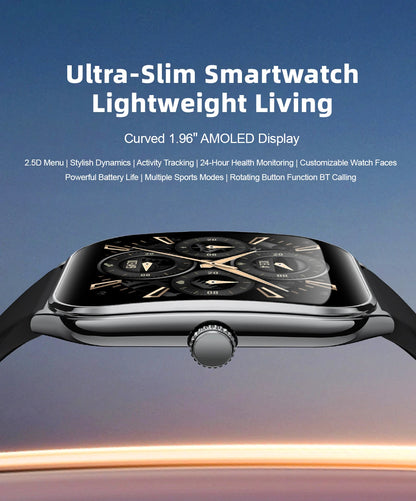 2026 New Smartwatch 1.96 inch Ultra-thin Bluetooth Call Health Monitor IP68 Waterproof 100 Sport Smart Bracelet For  Android iOS