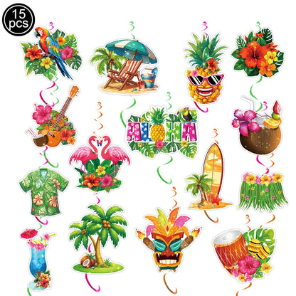 Hawaiian Party Photo Props Decorations Summer Beach Tropical Flamingo Party Supplies Aloha Banner Hawaiian Party DIY Supplies