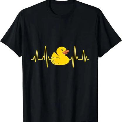 Cute Duck Print T-shirts Summer Women Men Casual Fashion Funny High Street Loose Tops Crew Neck Short Sleeve Cotton T-shirts