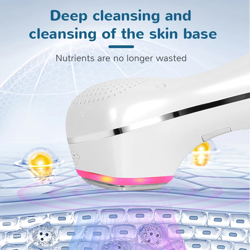 Hot & Cold Face Beauty Device with Red Blue Light Sonic Vibration Deep Cleansing Anti Aging Facial Lifting Massager for Home Use