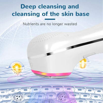Hot & Cold Face Beauty Device with Red Blue Light Sonic Vibration Deep Cleansing Anti Aging Facial Lifting Massager for Home Use