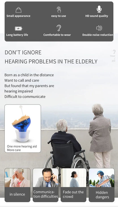 Sound Amplifier Invisible Hearing Aid A Mini And Portable Hearing Aid CIC in Deafness Machine For The Elderly Xmas Gift Christma