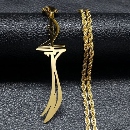 Arabic Sword Saudi Necklaces Stainless Steel Islamic Muslim Zulfiqar Imam Ali Swords for Men Islam Accessories Gift  Jewelry