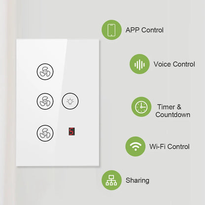 tuya Zigbee Smart fan switch Network connection APP remote control Alexa and Google Assistant AC110V 220V voice control