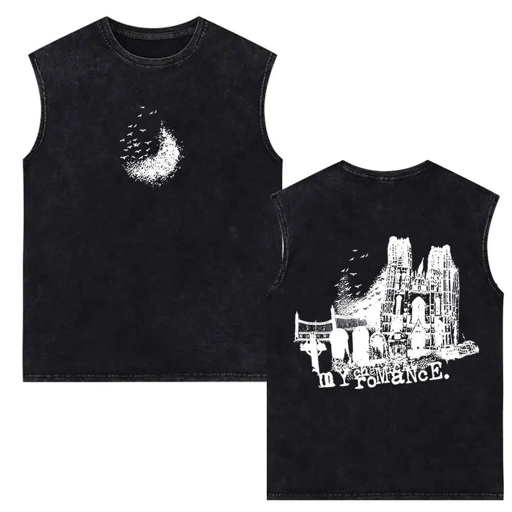 My Chemical Romance Vintage Washed Tank Tops Three Cheers for Sweet Revenge Sleeveless Vest Men Retro Punk Emo Rock Band T-shirt