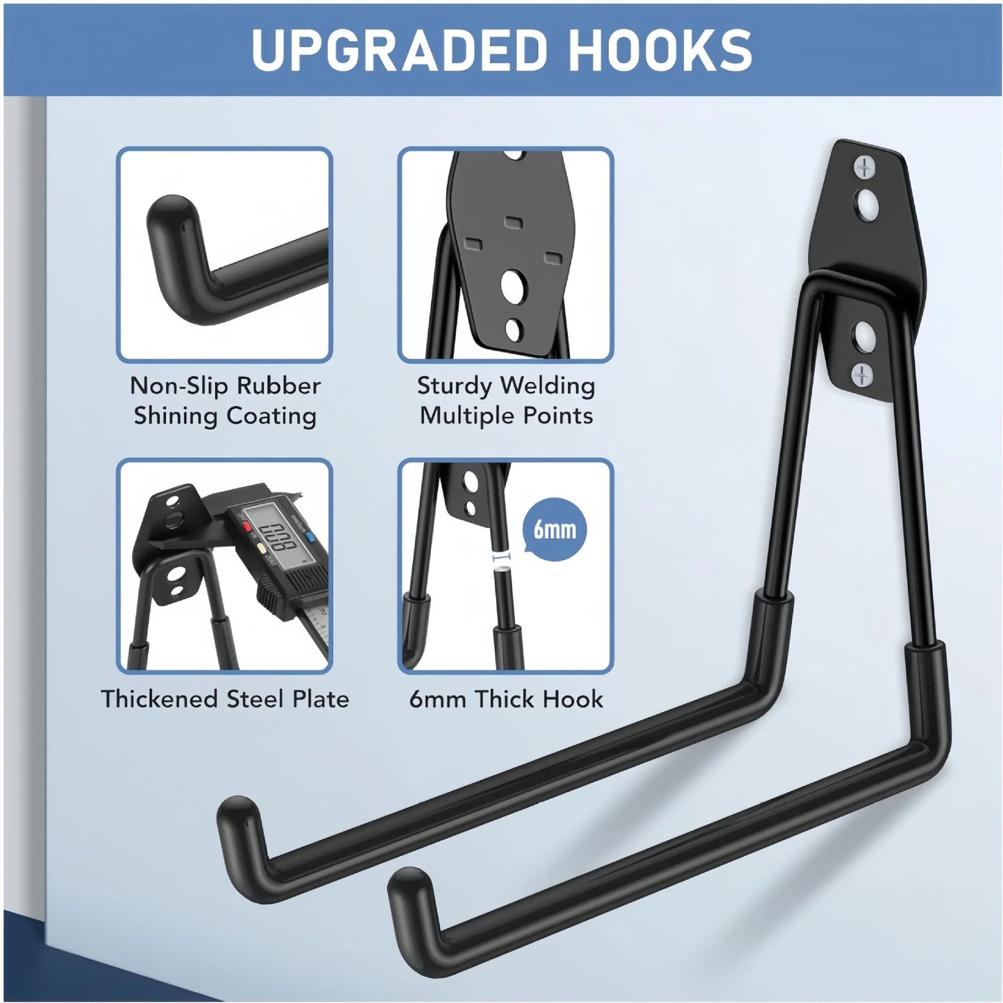Heavy Duty Metal Hook Garage Organizer Steel Wall Mount Anti-slip Bicycle Hanger Hooks Ladders Bulky Items Storage Garden Tool