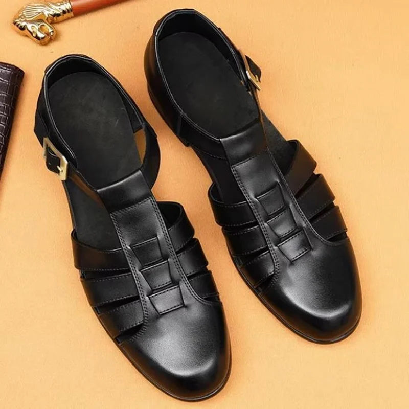 Summer Men's Sandals Leather Dress Shoes Outdoor Soft Pointed Formal Men Wedding Sandals Classic Light Slippers Sandals Sneakers