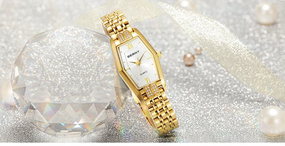 BERNY Gold Watches for Women Elegant Dainty Hexagon Ladies Quartz Wrist Watches Stainless Steel Band Fashion Luxury Bracelet