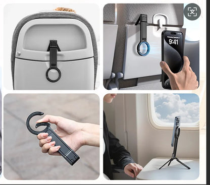 Portable Foldable Phone Tripod Carabiner-Mounted for Magsafe Phone Dual-sided Magnetic Phone Bracket for Live Streaming Selfie