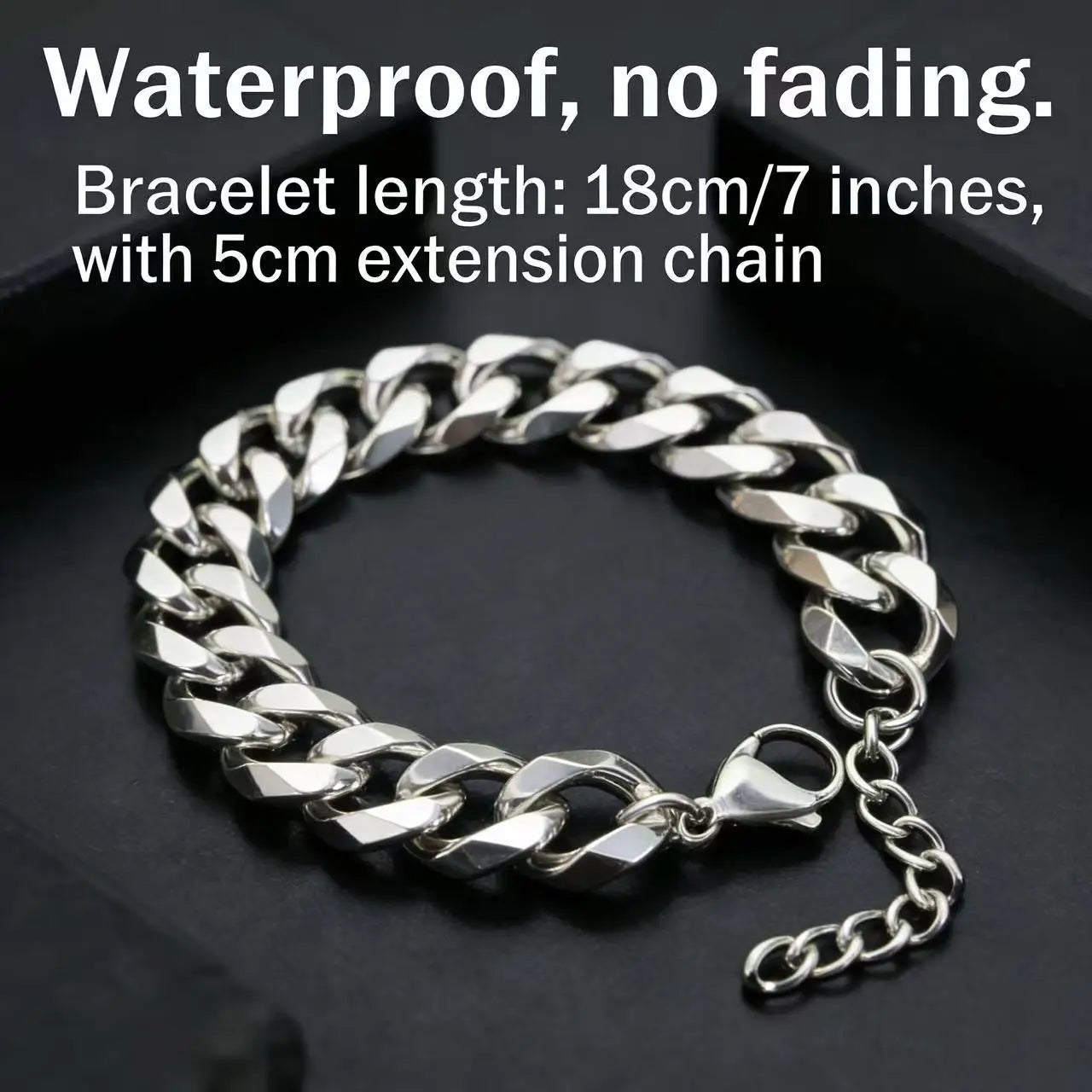 HNSP 3MM-15MM Thick 316L Stainless Steel Cuban Chain Bracelet For Men Hand Jewelry Punk Street Style Accessory PVD Electroplat