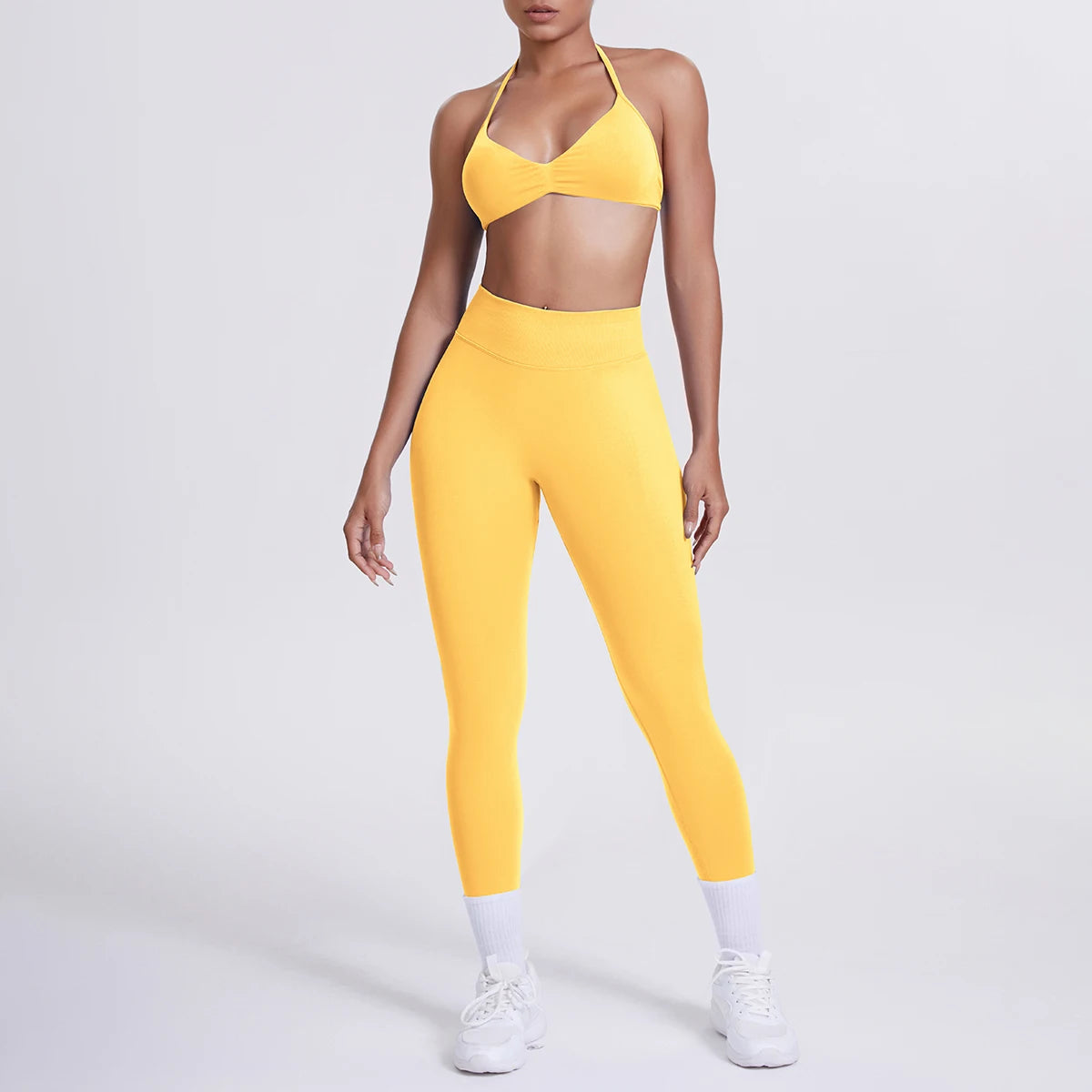 Women 2pcs Patchwork Sport Yoga Suit Training Sleeveless Sport Gym Tops Tummy Control Slimming Booty Leggings Yoga Suit Sports