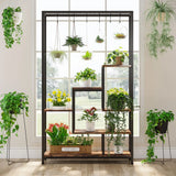 Tall Metal Plant Shelf with Hooks — view 2