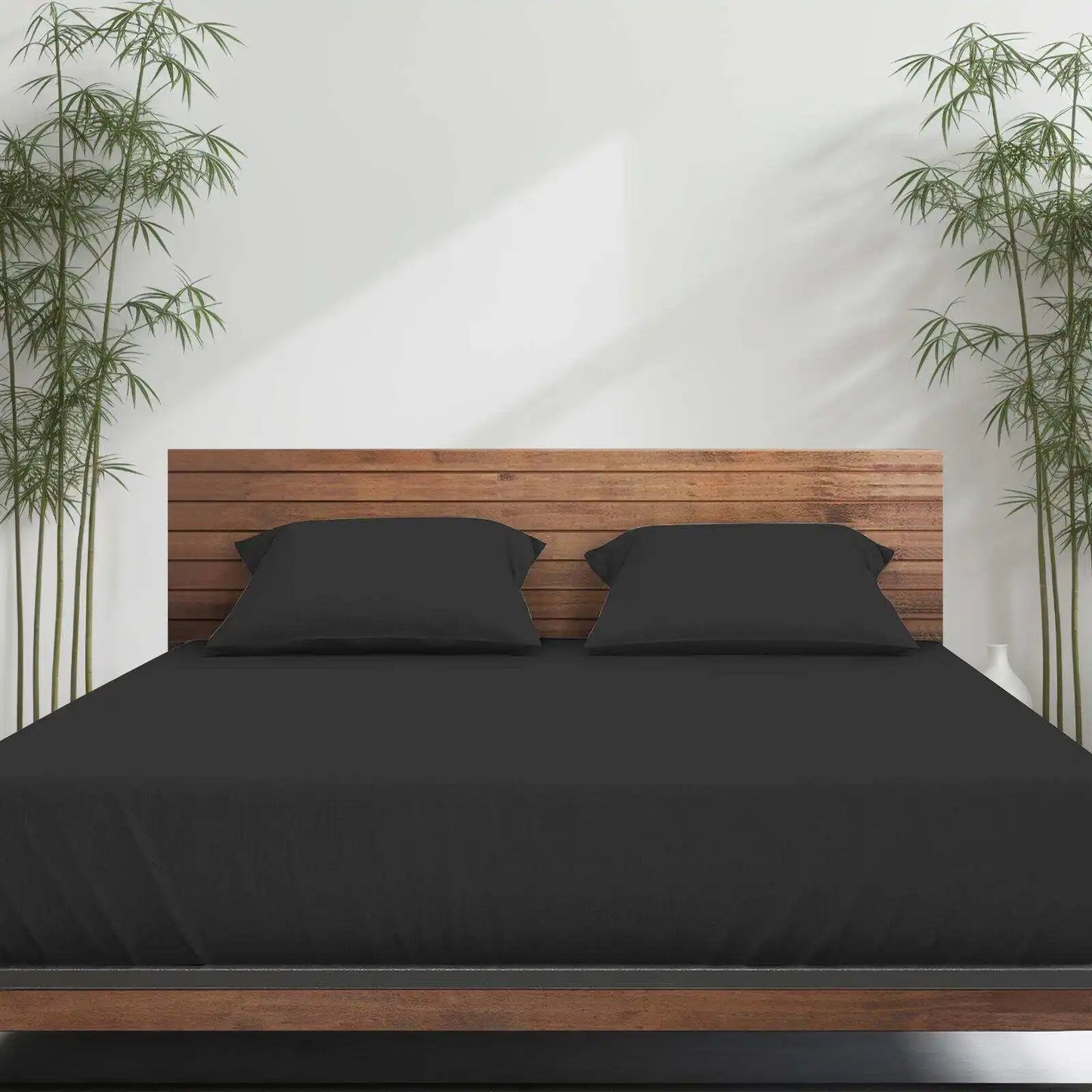 Emircey 3Pcs Bamboo Fitted Sheet Set Cooling Breathable Bedding Silky Soft Mattress Cover with 2 Pillowcases Deep Pocket Bottom Sheet for Home Bedroom Dorm Spring Summer Sleep Gift