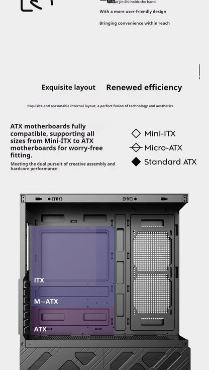 WJCOOLMAN Millennium ATX PC case screen/digital display supports 360 water cooled sea view room Customize screen computer case