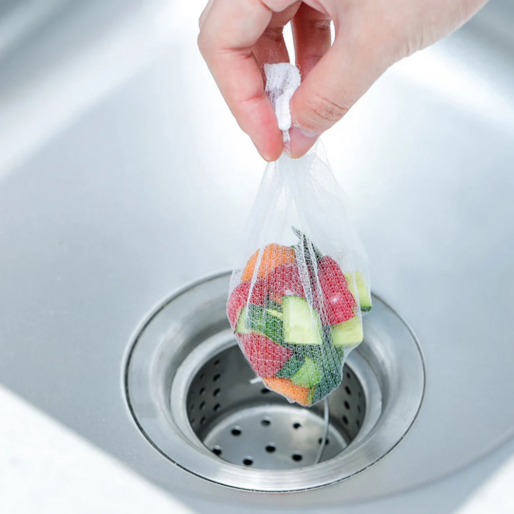 30/100Pcs Sink Net Strainer Filter Bags Fits Most Sizes of Sink Strainer Disposable Kitchen Sink Filter Net Elastic Food Catcher