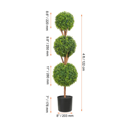 SucceBuy 1/2pcs Artificial Boxwood Tower Topiary Spiral Artificial Plant 24/36/48in high Decorative Plants Green Plastic PE Tree