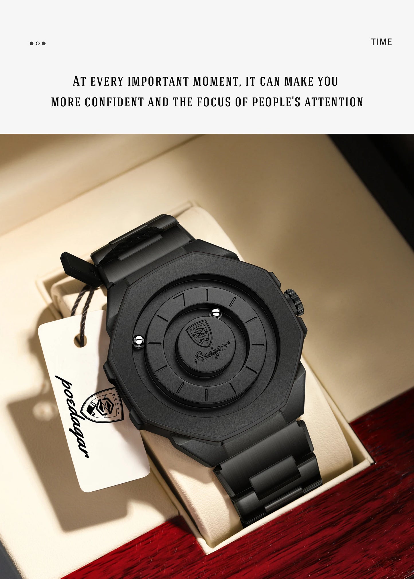 POEDAGAR Top Original Casual Watch For Men Waterproof Luxury Fashion Men's Clock Stainless Steel Man Wristwatch Quartz Sport+Box