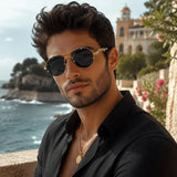 Vintage Round Double-Bridge Sunglasses — view 3