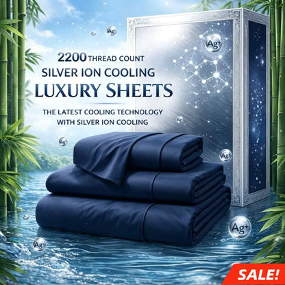 4-Piece Queen Luxury Cooling Bed Sheet Set – 4000-Thread-Count Soft Fabric, 15-Inch Deep Pocket Fitted Sheet + 2 Pillowcases, Silver Ion Infused for Fresh Feel, Lightweight & Breathable Design Ideal for Warm Nights and Seas