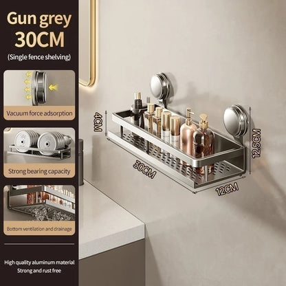 No Drill Suction Cup Adhesive Bathroom Rack Bathroom Shelf Toilet Aluminum Hanging Rack Bathroom Organizer Hang On The Wall