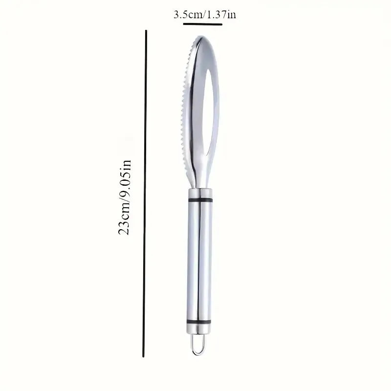 Pointed Fish Scaler, Removes Scales Quickly & Easily. 27x8cm, Stainless Steel, Ergonomic Grip