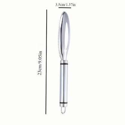 Pointed Fish Scaler, Removes Scales Quickly & Easily. 27x8cm, Stainless Steel, Ergonomic Grip