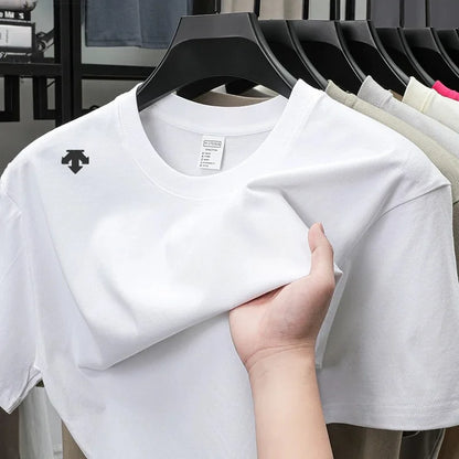 High end sports men's round neck short sleeved T-shirt brand embroidered top summer new 100% cotton comfortable casual T-shirt