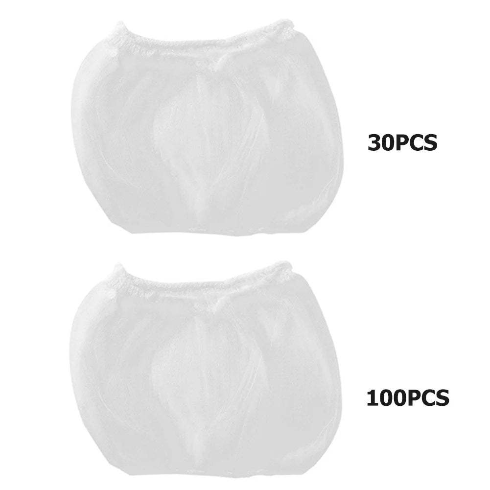 30/100Pcs Sink Net Strainer Filter Bags Fits Most Sizes of Sink Strainer Disposable Kitchen Sink Filter Net Elastic Food Catcher