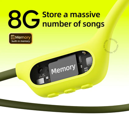 POLVCDG X9 Bone Conduction Earphones 32G IPX8 Waterproof Open Design for Swimming Running Cycling Hanging Earphones