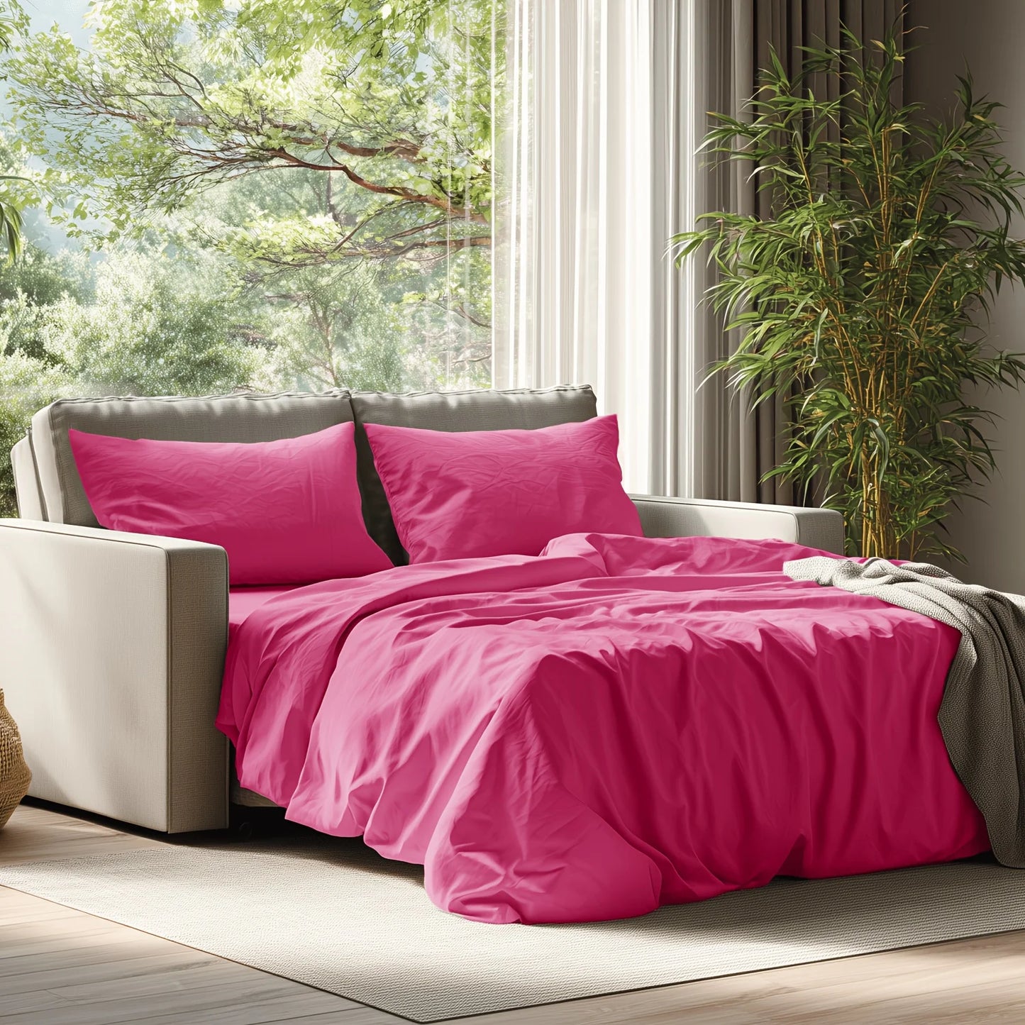 Cooling Bamboo Bed Sheet Set-Bamboo Bed Sheet-Ultra Soft & Breathable Daybed Set-Deep Pocket Up to 16" Hotel Soft Bedding-Perfect for Hot Sleepers Bamboo Bedding Sheets Set - Double Stitching, Lifetime Quality Promise