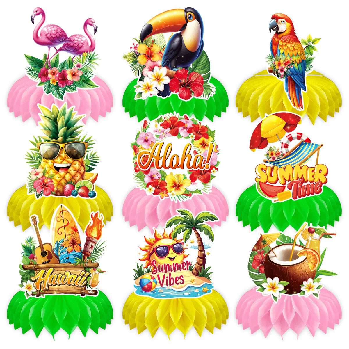 Hawaiian Party Photo Props Decorations Summer Beach Tropical Flamingo Party Supplies Aloha Banner Hawaiian Party DIY Supplies