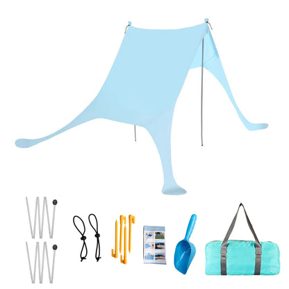 Family Beach Canopy ,Large Beach Sunshade Tent with Stability Poles,UPF50+Outdoor Shade for Beach,Camping,Party or Picnics