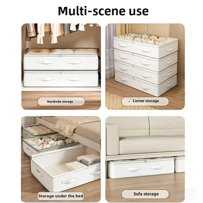 3pcs White Underbed Storage Boxes, Foldable Underbed Organizer Bins, Excellent Function And Versatile Use For Blankets, Skirts,