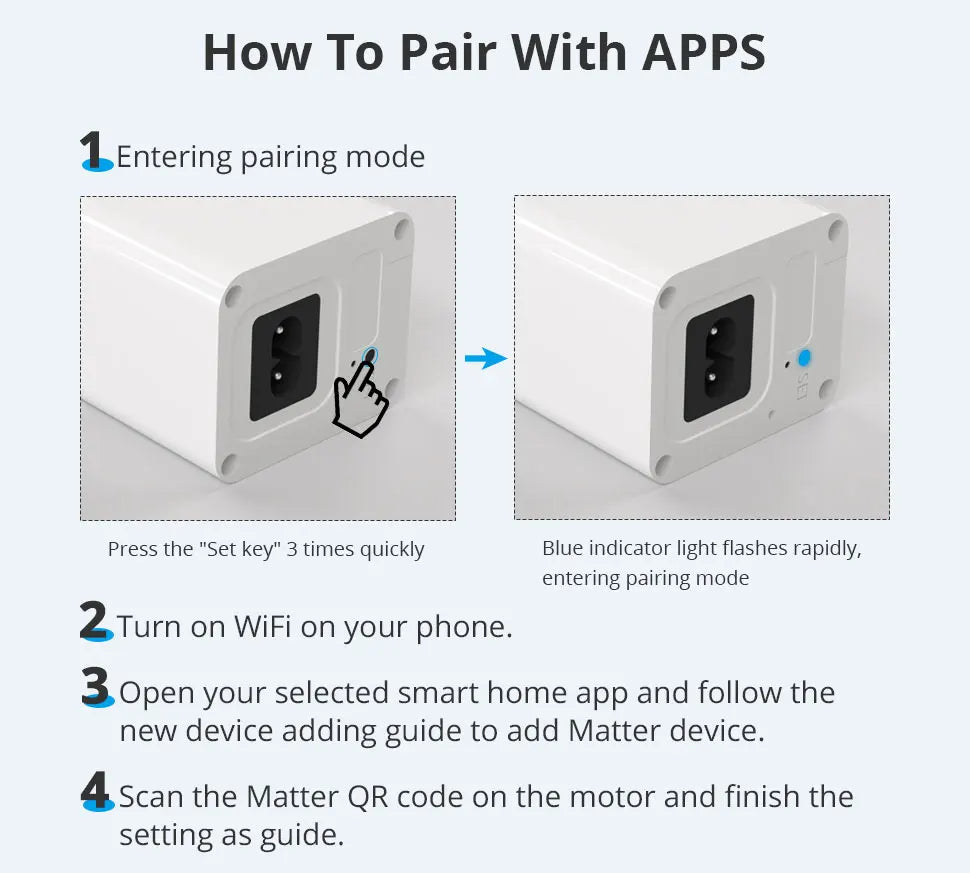 Zemismart Matter Over WiFi Smart Motorized Track Electric Slide Curtain Support HomeKit SmartThing Alexa Google Home APP Control
