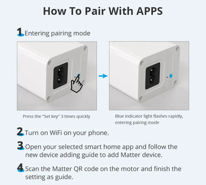 Zemismart Matter Over WiFi Smart Motorized Track Electric Slide Curtain Support HomeKit SmartThing Alexa Google Home APP Control