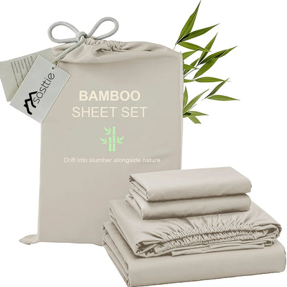 Cooling Bamboo Bed Sheet Set-Bamboo Bed Sheet-Ultra Soft & Breathable Daybed Set-Deep Pocket Up to 16" Hotel Soft Bedding-Perfect for Hot Sleepers Bamboo Bedding Sheets Set - Double Stitching, Lifetime Quality Promise