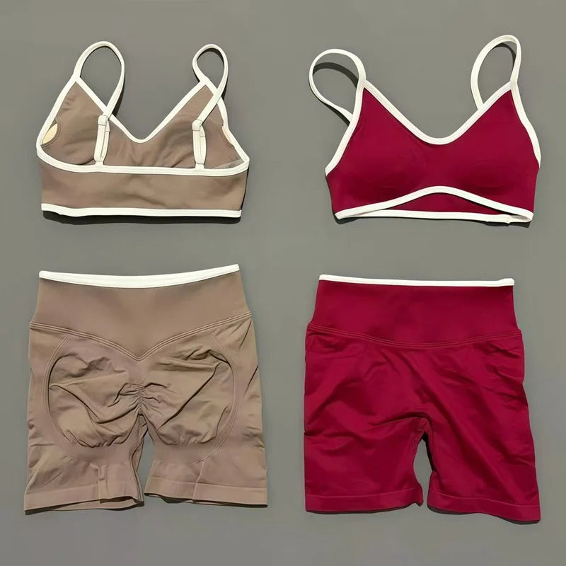2Pcs HISTELLO Ignite Sculpt Sports Set Naked Feel Tummy Control Cross Bra Scrunch Hip Lifting Yoga Pilates Running Fitness Sets