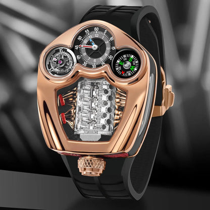 PINDU Design NEW Engine Series Quartz Watch Men TOP-luxurious Stainless Steel Compass Waterproof Swiss Quartz 762 Movement Watch