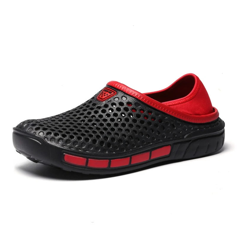 Men's Summer Sandals Clogs Casual Round Toe Slip on Outdoor Geometric Pattern Anti-slip Beach Hole Shoes Plus 46 47 Men Slippers
