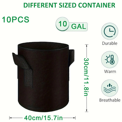 SPONDWILD 10 Pcs set Thickened Potato Planting Bag 3/5/7/10/15 Gallon Garden Non-Woven Fabric Gardening Pot Vegetable Flowerpot
