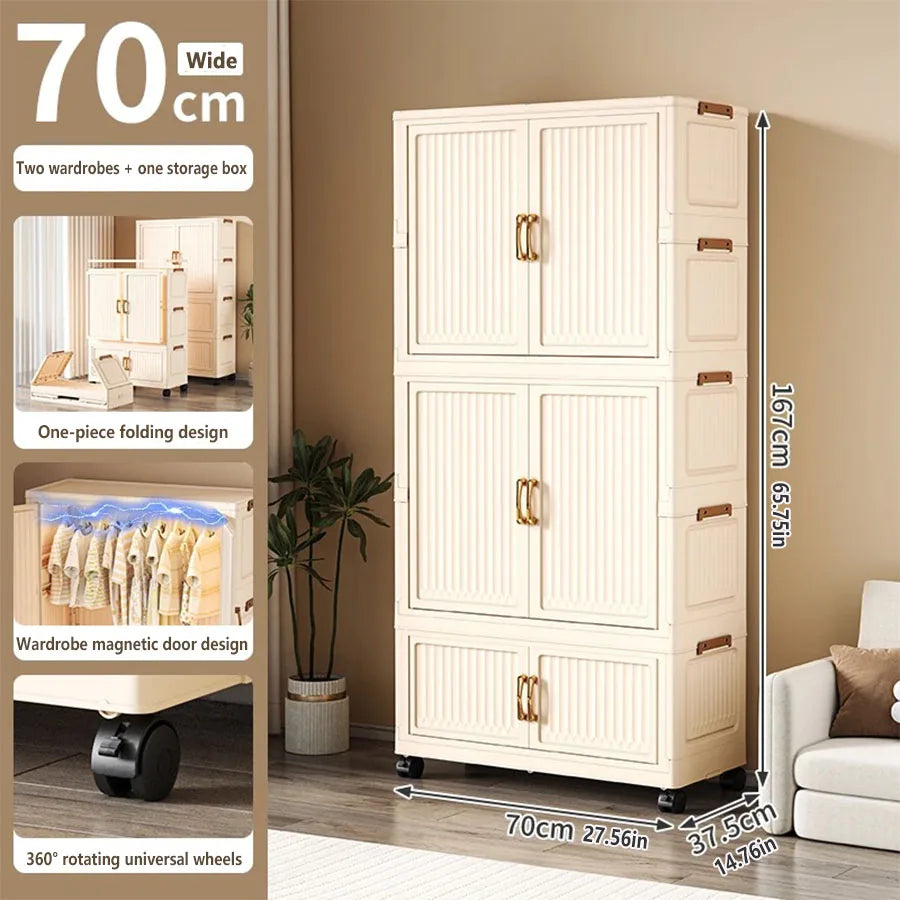 Large Capacity Dustproof Wardrobe Sundries Cabinet Multifunction Folding Storage Cabinet Locker Closet Organizer
