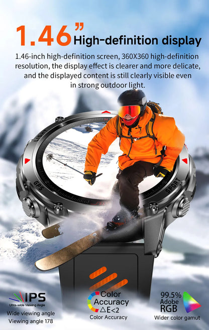 HT37 T-Rex 3 Pro Military GPS Smart Watch Waterproof Dual-band GNSS Compass Altimeter Swim 170 Sports Mode Watch with Flashlight