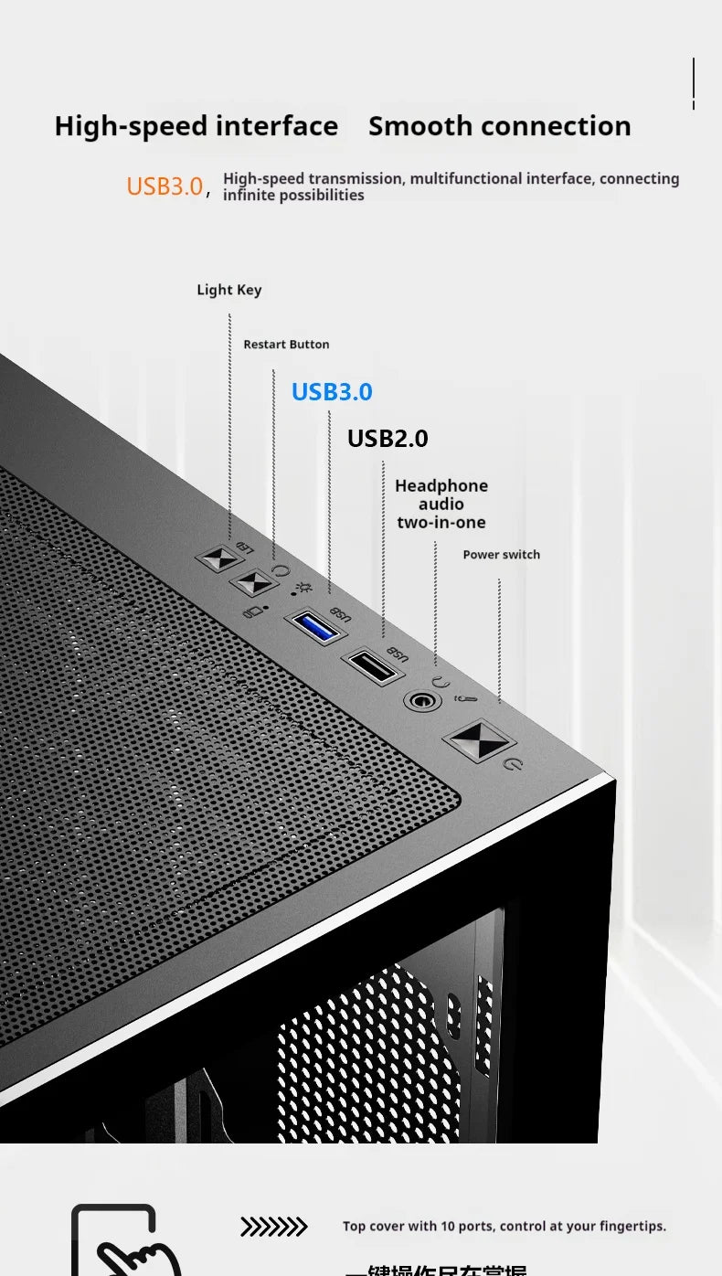 WJCOOLMAN Millennium ATX PC case screen/digital display supports 360 water cooled sea view room Customize screen computer case