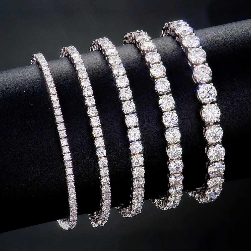 100% Real Moissanite Tennis Bracelet 925 Sterling Silver Plated 18K Gold with GRA Bracelet for Women Man Sparkling Party Jewelry
