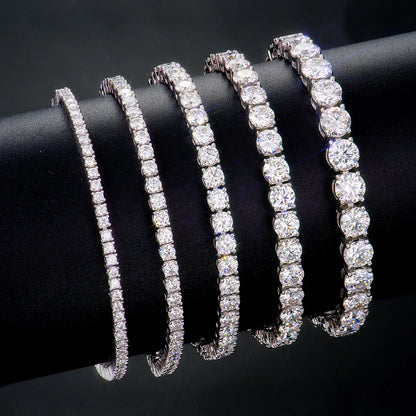 100% Real Moissanite Tennis Bracelet 925 Sterling Silver Plated 18K Gold with GRA Bracelet for Women Man Sparkling Party Jewelry