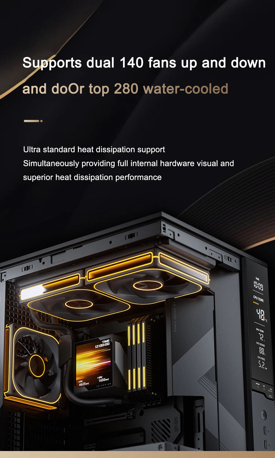 Jonsbo D34 MATX SeaviewRoom Chassis Support 280 Cold Row ATX Power Supply Type-C Digital Monitoring Screen Mini-ITX Desktop Case