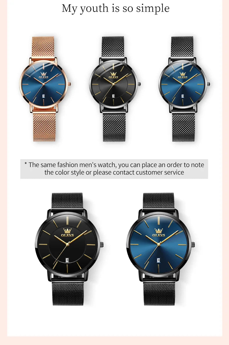 OLEVS Watches For Women Quartz Waterproof Watch Luxury Lady's Watch Stainless Steel Rose Gold Set Gift Box